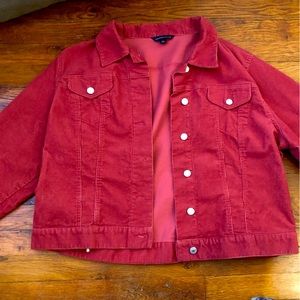 Lands End Red Corduroy Jean Jacket | Size XL